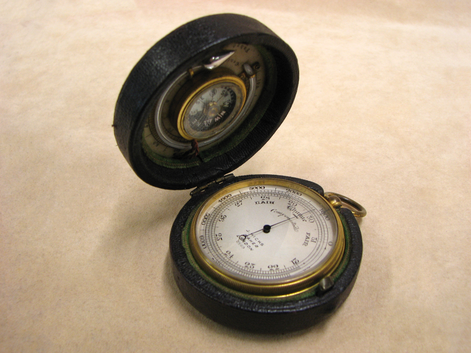 19th Century James Hicks pocket barometer compass compendium'